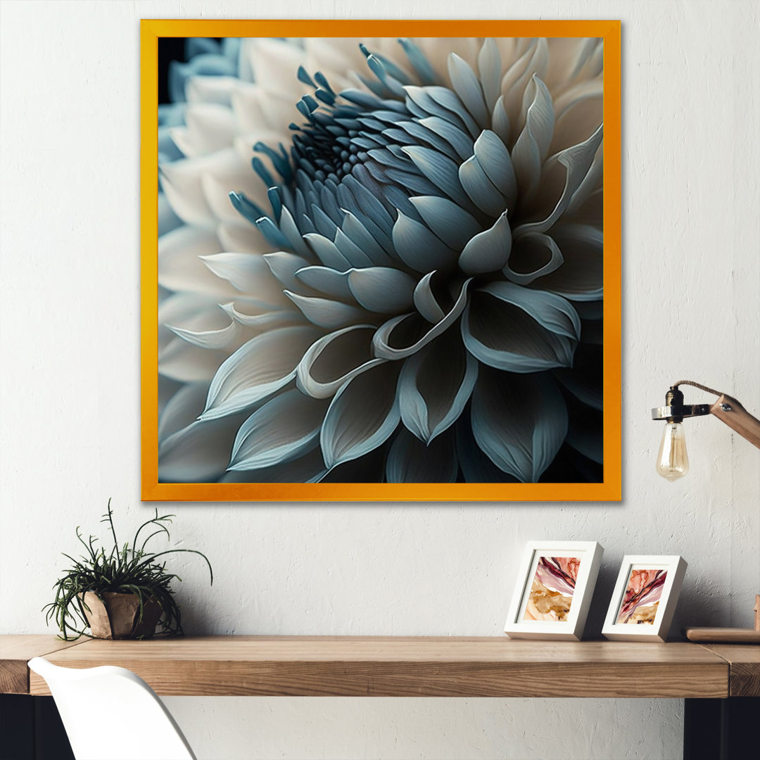 Blue And White Dahlia Flowers II - Dahlia Wall Art Bungalow Rose 