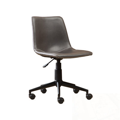 Chaise de bureau sans accoudoirs en similicuir avec base en métal