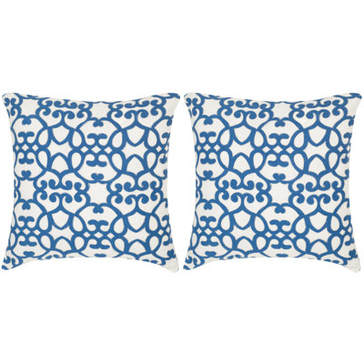 Embroidered Feather Linen Throw Pillow