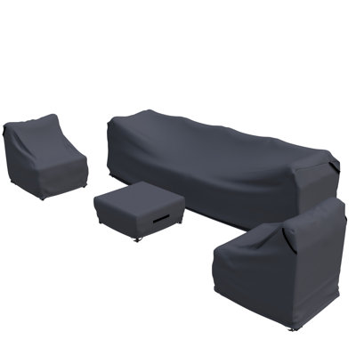 All-Weather Wicker Outdoor Conversation Set Cover For Sectional Seating Group With Cushions
