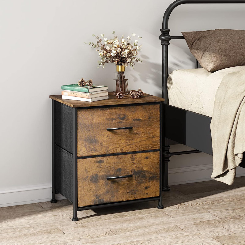 Aimy 17.7'' W Nightstand, Rustic Brown Wood Grain Print