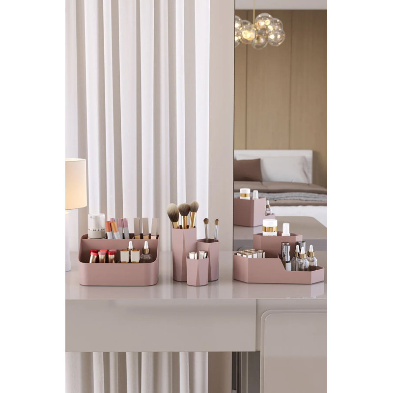 Ensemble de rangement pour maquillage (3 pièces), Rose