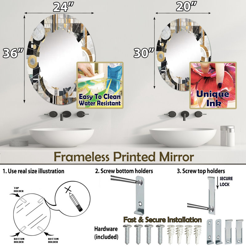 Miroir mural Willamae, 30 po x 20 po
