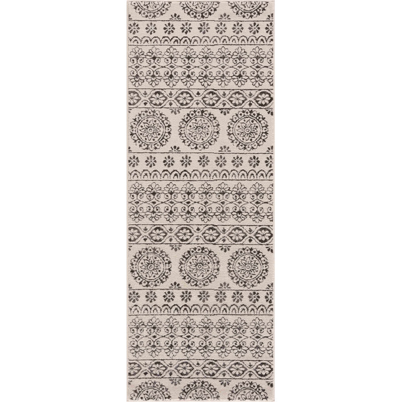 Tapis gris anthracite / beige Batty, Tapis de couloir 2 pi 7 po x 7 pi 3 po