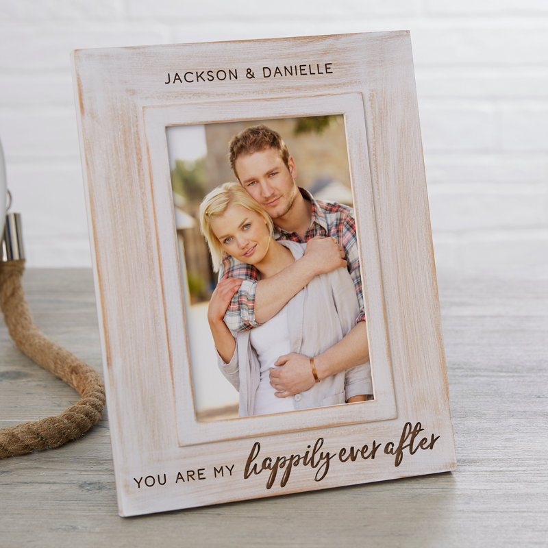 Cadre photo simple en bois biseauté 4 "x 6" Happily Ever After