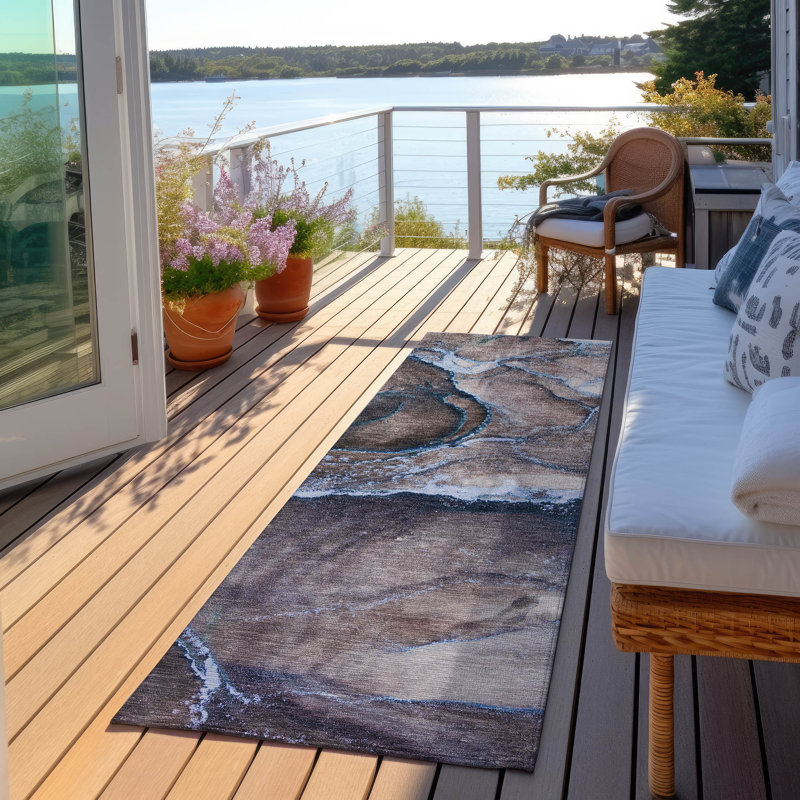 Alfonzo Washable Abstract Indoor / Outdoor Rug, Runner 2'3" x 7'6"