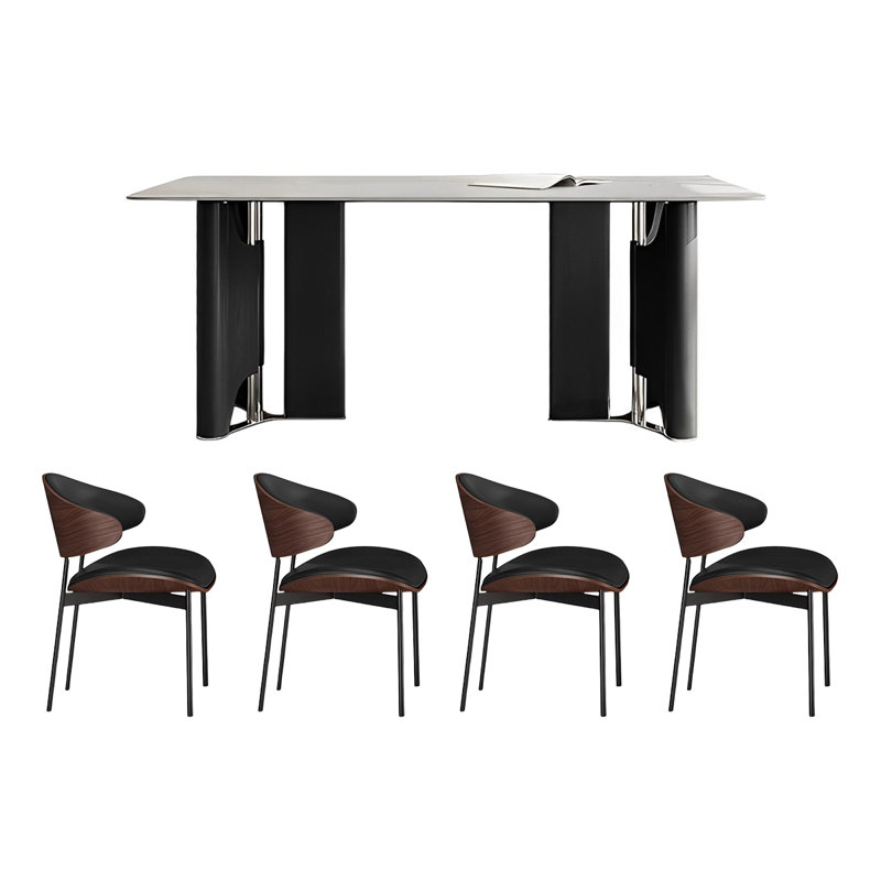Ensemble de table rectangulaire moderne avec chaises, H 29,52 po x L 62,99 po x l 31,49 po