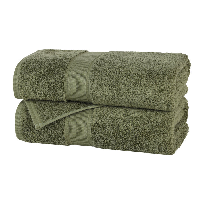 Ensemble de serviettes en coton biologique Lyndon, Ensemble de 2 draps de bain, Vert forêt