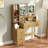 Makeup Vanity with LED Mirror & Built-In Outlets, Vanity With 4 Drawers and Display Shelf