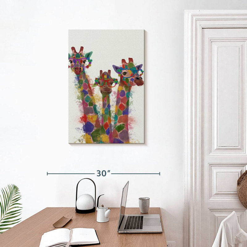 Brampt Rainbow Splash Giraffe Trio, 30" H x 20" W