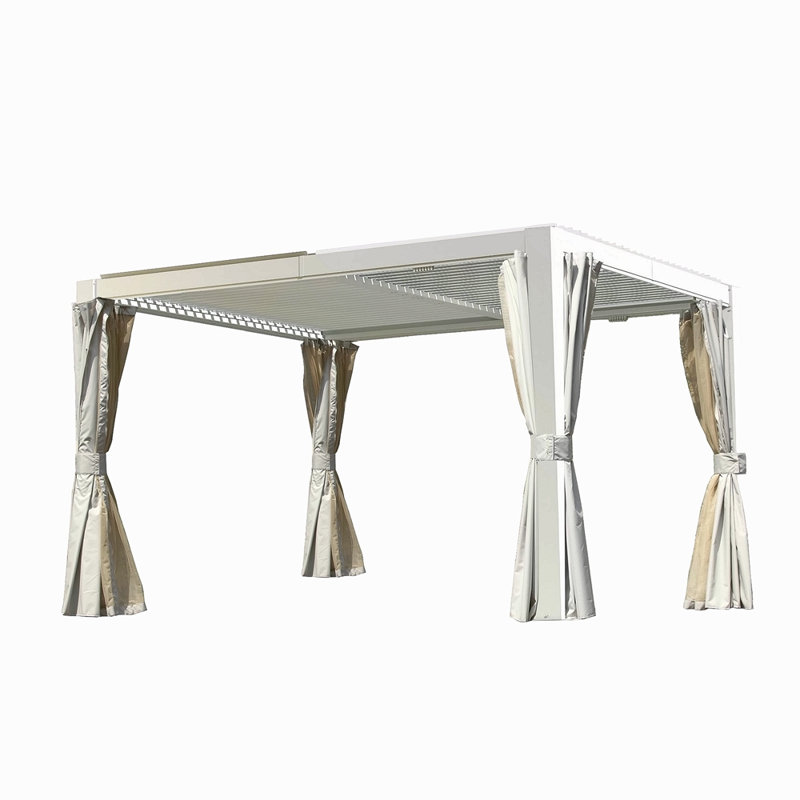 Pergola d'extérieur 10 x 12 pi avec persiennes réglables, H 92,9 po x l 141,82 po x P 118,92 po, Blanc
