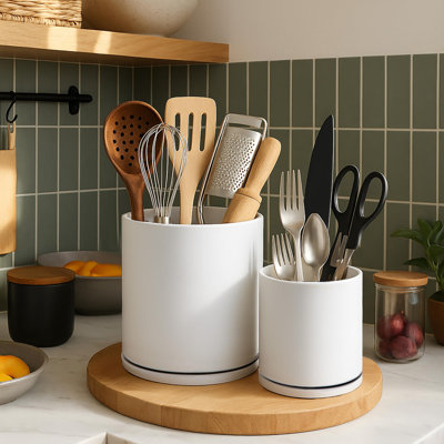360° Rotating Utensil Holder Set – 7.2"+5" Kitchen Utensil Crocks