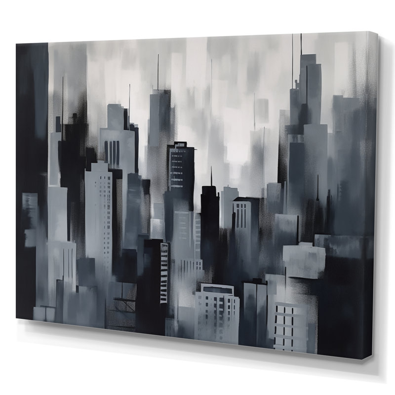 «Jakyi Gray and Black City In Simplicity III», reproduction sur toile, H 30 po x l 40 po x P 1,5 po, Toile tendue