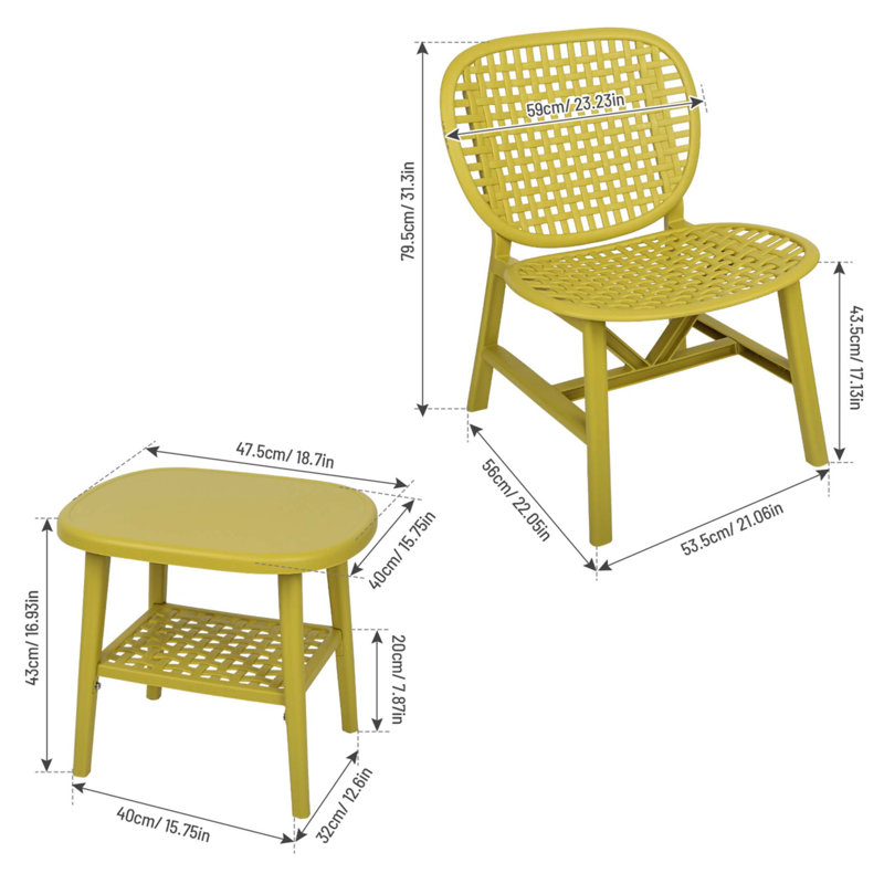 Chaise longue sans accoudoirs Annja, Jaune