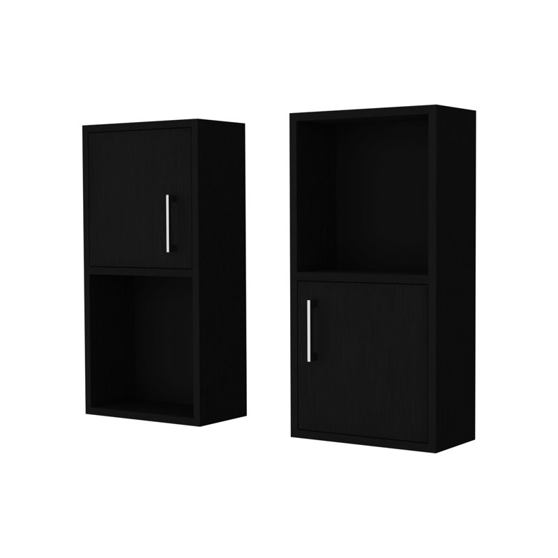 Open Shelf White Oak Bathroom Storage - Practical Accessory Stylish, Black