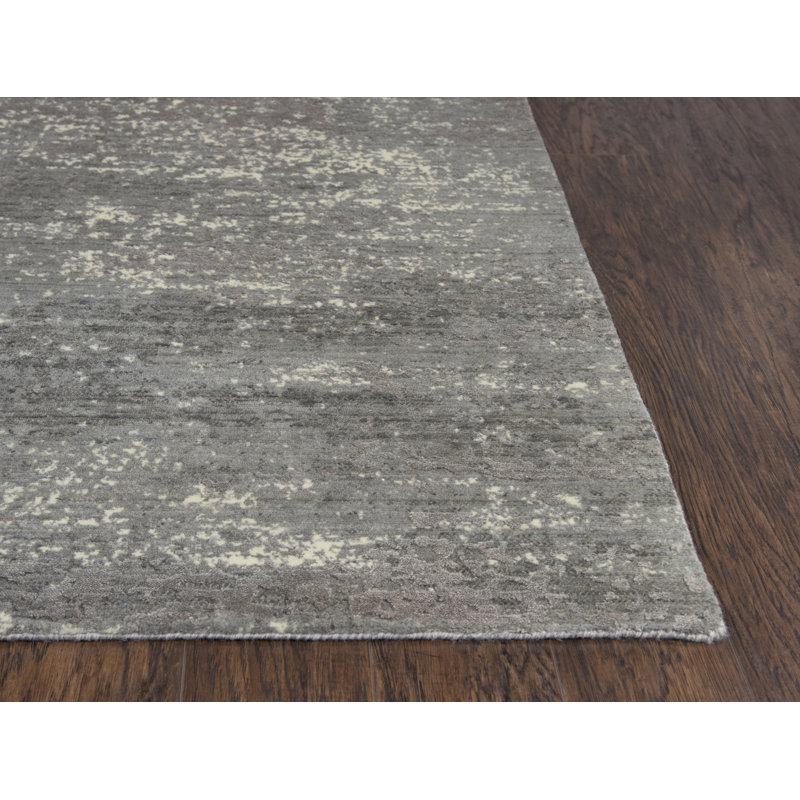 Tapis gris en laine Power Loom, Tapis de couloir beige
