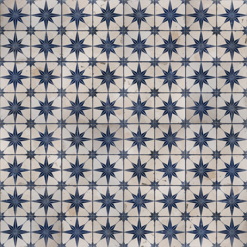 Kings 18" x 18" Ceramic Patterned Wall & Floor Tile, Blue