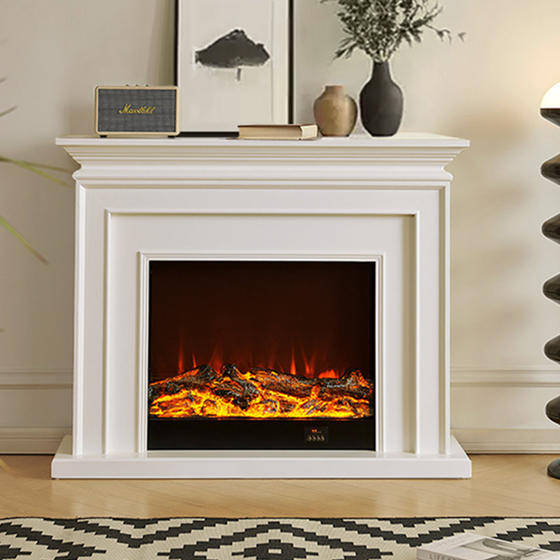 Solid + Manufactured Wood Freestanding Fireplace, White