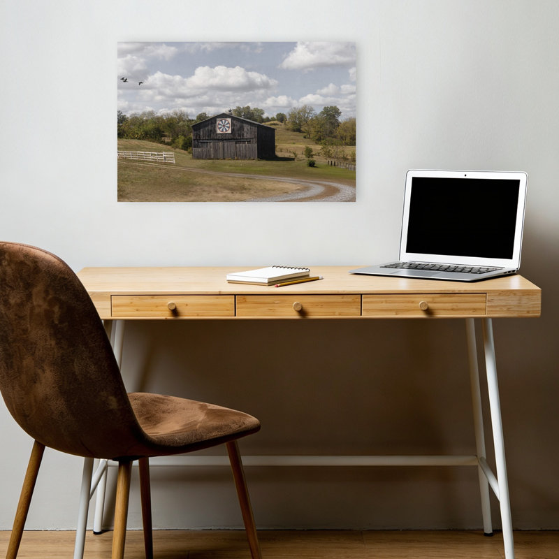 «Road To The Barn», art mural abstrait contemporain, 12" H x 18" W
