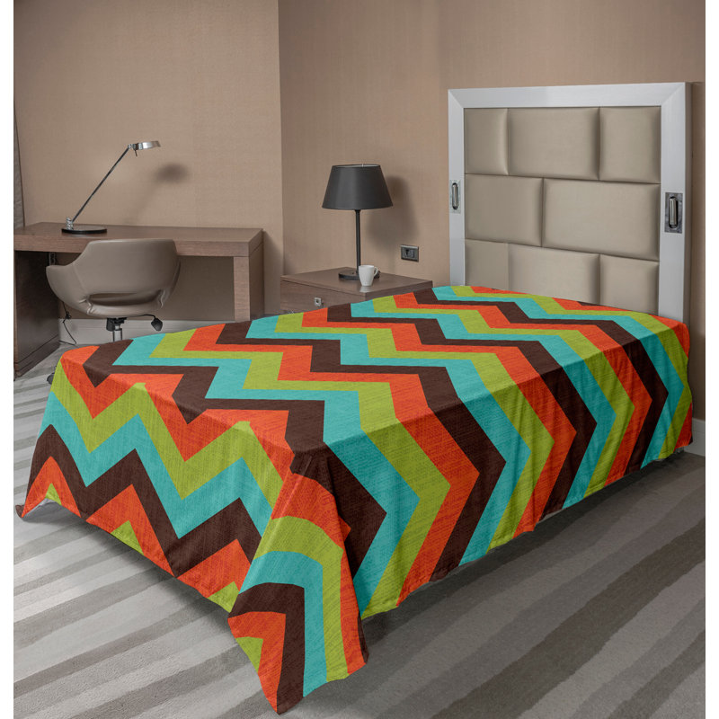 Ambesonne Top Flat Sheet Royal, Twin XL Flat Sheet, Multicolor Chevron 9