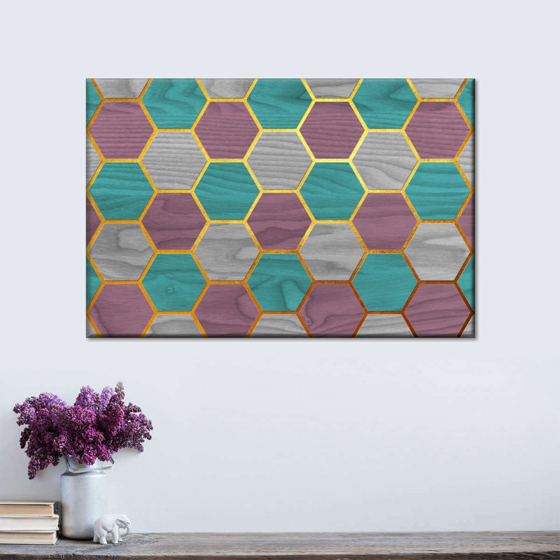 " Hexagon Geometric Pattern " by Jonathan A., 34" H x 51" W x 1.25" D