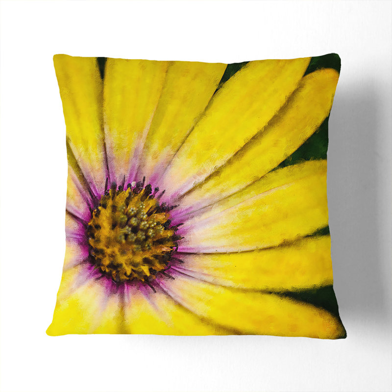 Gerbera Flower Cushion with Filling, Black, 40cm H x 40cm W x 15cm D