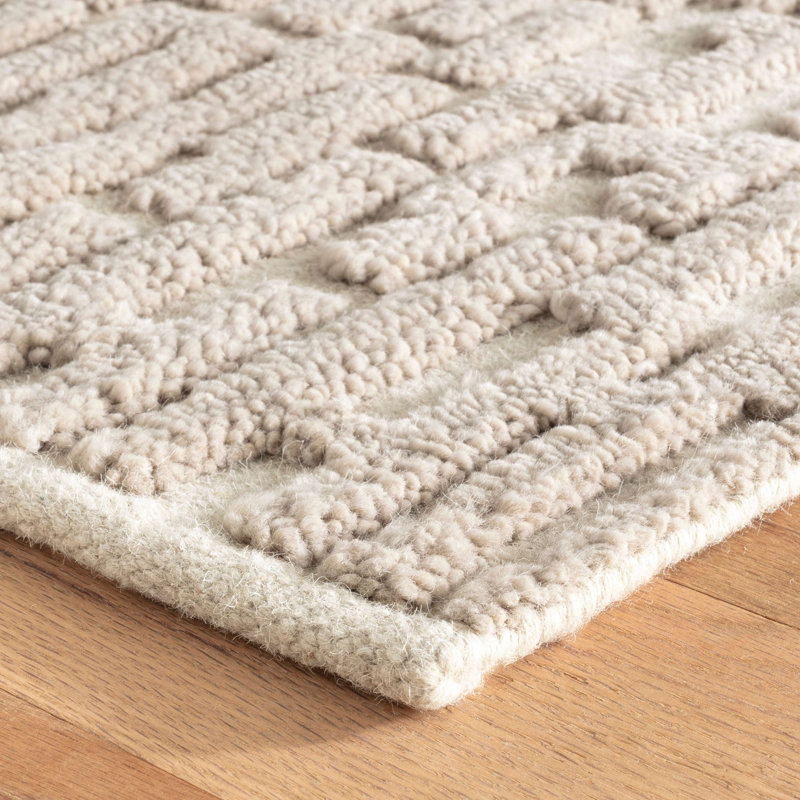 Tapis en laine noué à la main Gates, Rectangle de 5 pi x 8 pi, Kaki