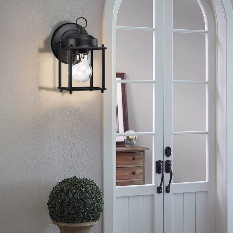 Applique murale d'extérieur Mediouna avec noir mat (ensemble de 2), Noir mat, H 8 po x l 4,26 po x P 4,26 po