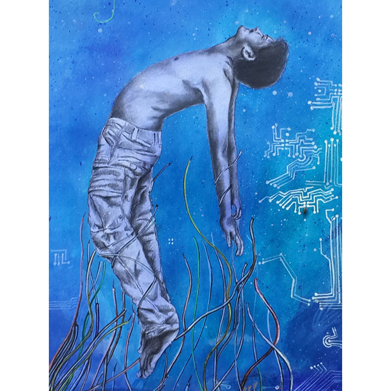 Voix insoutenable | Gris anthracite et acrylique sur toile | Par Ramesh Talabathula