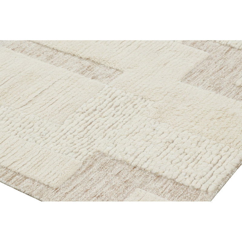 Textural Hand Knotted Wool Geometric Area Rug, Rectangle 8' x 10'