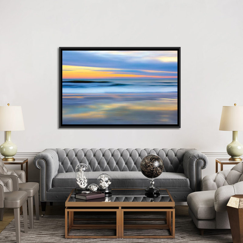 «Pastel Sunset», impression sur toile, H 18 po x l 26 po x P 1,5 po, Toile avec cadre noir, Pas de tapis