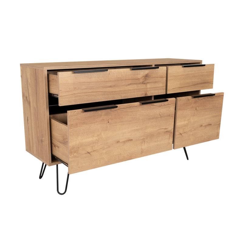 Ensemble de 2 commodes modernes à 4 tiroirs avec pieds en métal Taylors pour le rangement dans la chambre à coucher
