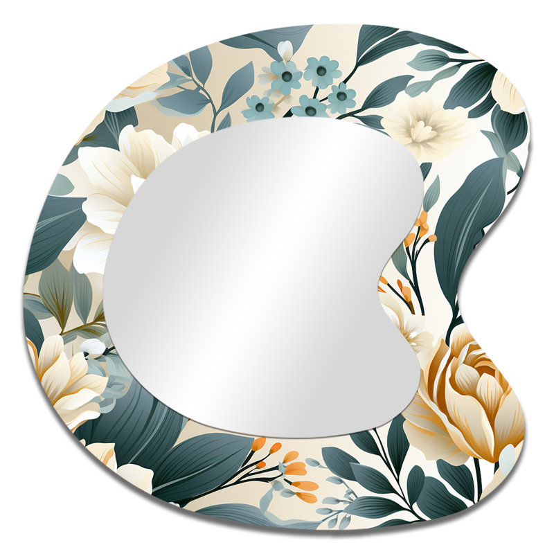 Miroir mural asymétrique floral, 33 po x 33 po