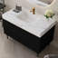 Meuble-lavabo moderne avec plateau en pierre frittée, lavabo encastré, bois imperméable et 4 tiroirs pour le rangement, meubles-lavabos