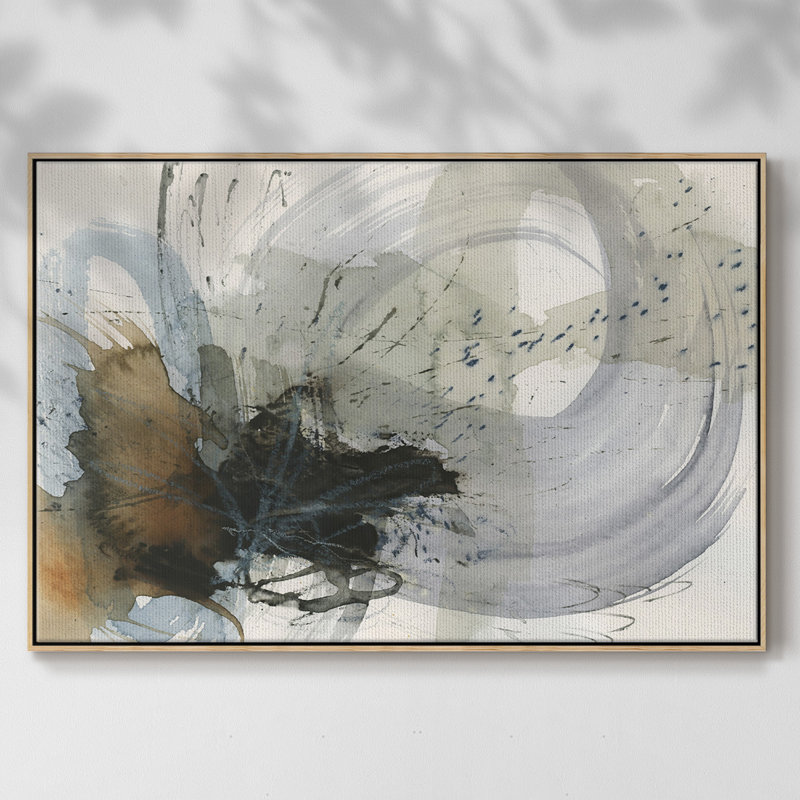 Orbital Burst II, peinture sur toile encadrée, H 25 po x l 37 po x P 2 po, Cadre en bois naturel