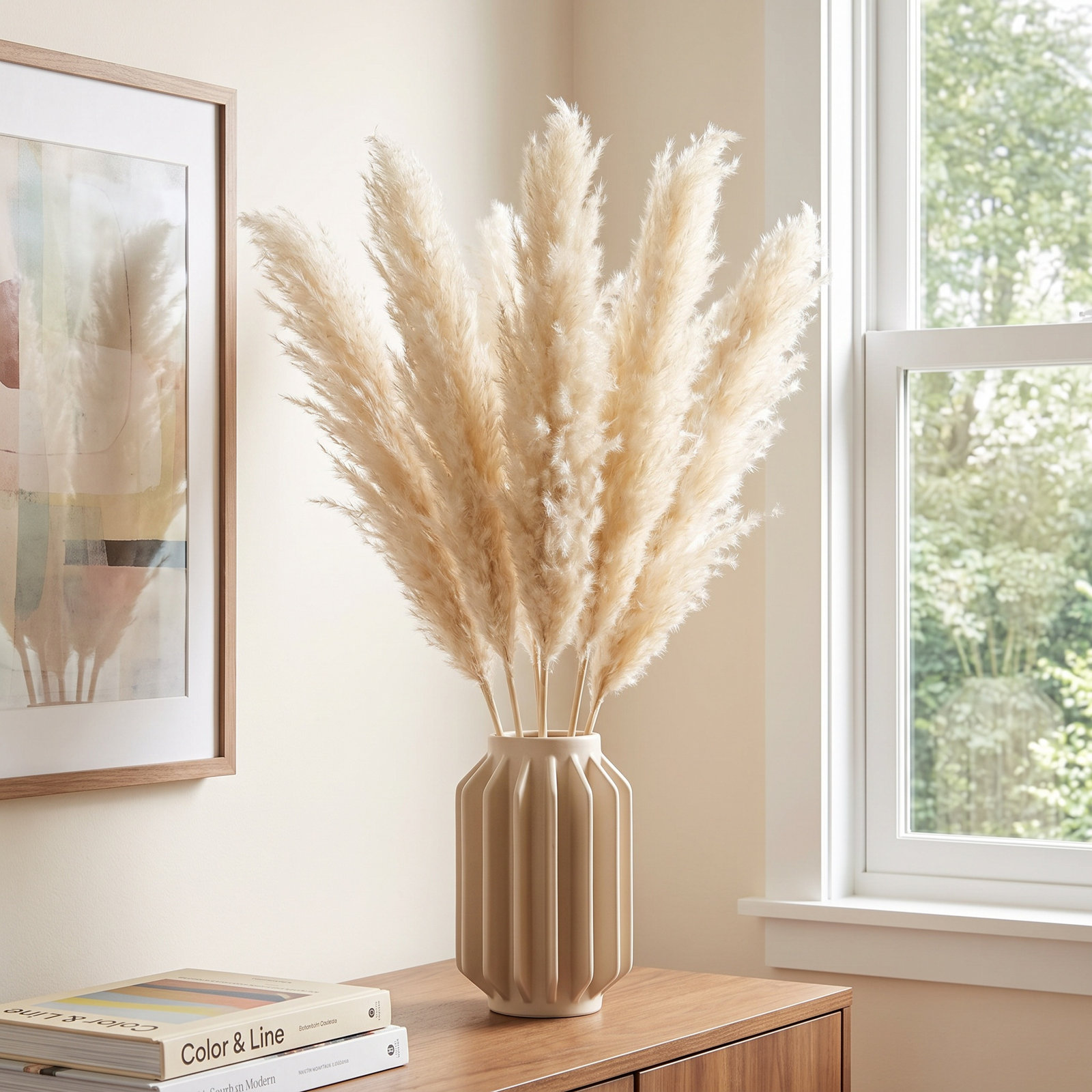 Pampas Grass Stems, White