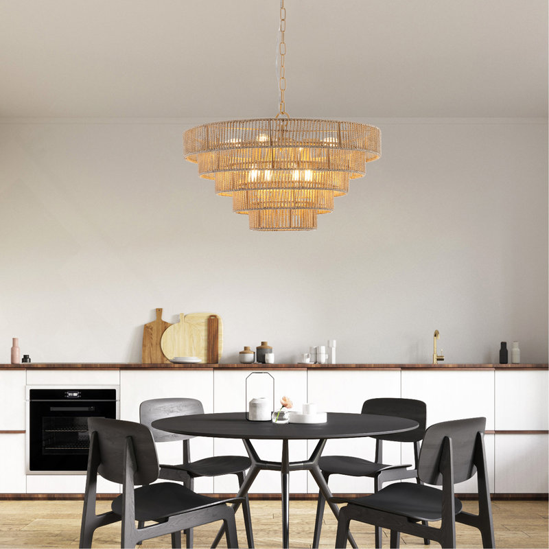 Lustre moderne 24 po en corde de chanvre tissé 5 couches