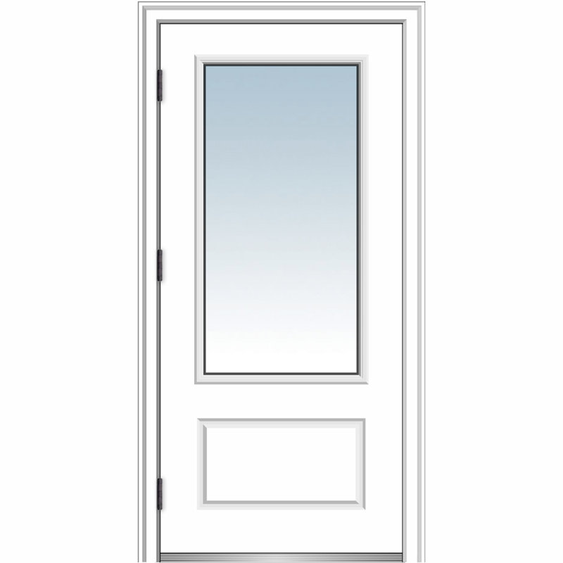 Primed Fiberglass 3/4 Lite 1-Panel Entry Door with Clear Glass, 36"x80"