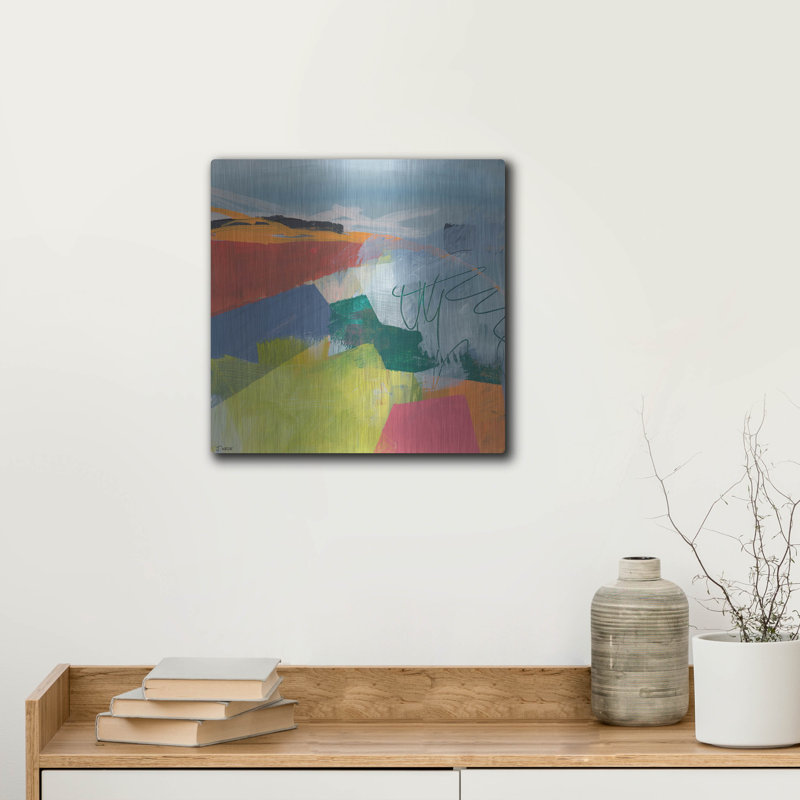 Art mural en métal Lark Manor ™ «Vague Impression» par Jan Weiss, H 12 po x l 12 po