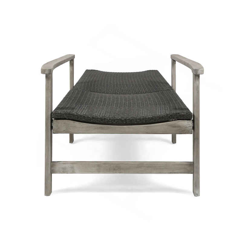 Chaise longue Hampton Wood + Wicker, Gris
