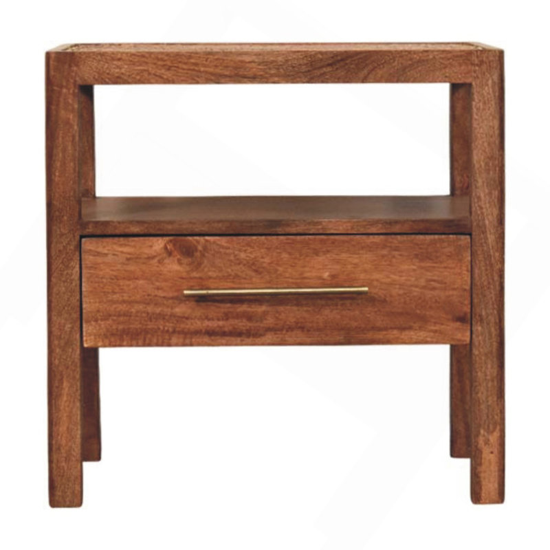 Table de chevet en bois The Caldera, brun, 1 tiroir et 1 tablette