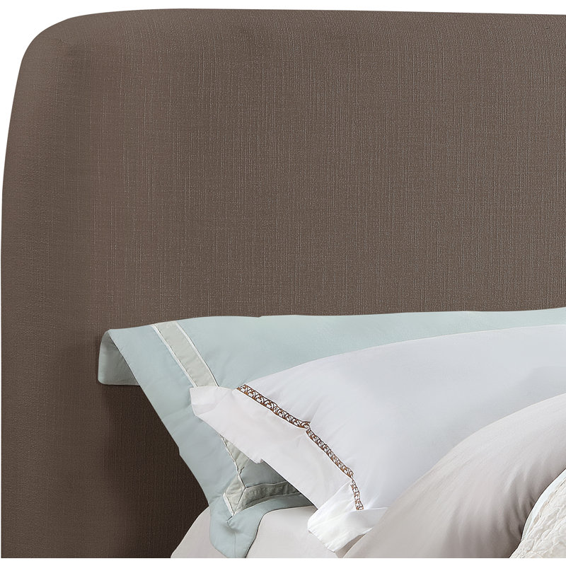 Rigby Upholstered Platform Bed, Brown Linen Textured Fabric, Queen