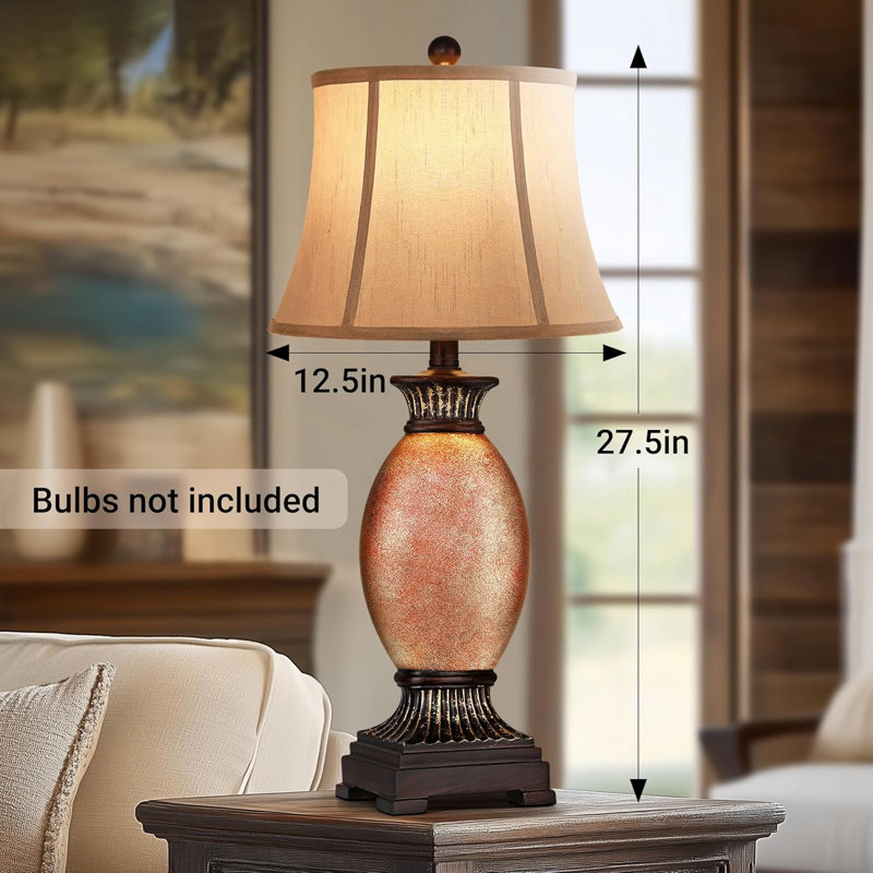 Set Of 2 Farmhouse Rustic Table Lamps For Living Room,traditional Bedroom Lamps For Night Stands Antique Decor