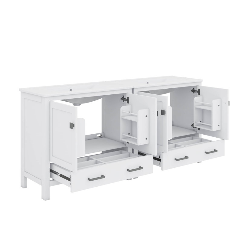 Meuble-lavabo 72 po avec évier en céramique, Blanc