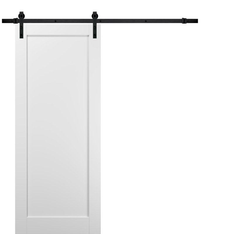 Porte de grange à panneaux Quadro avec trousse de quincaillerie d'installation, 30 po x 96 po, Gris cendré, Argent