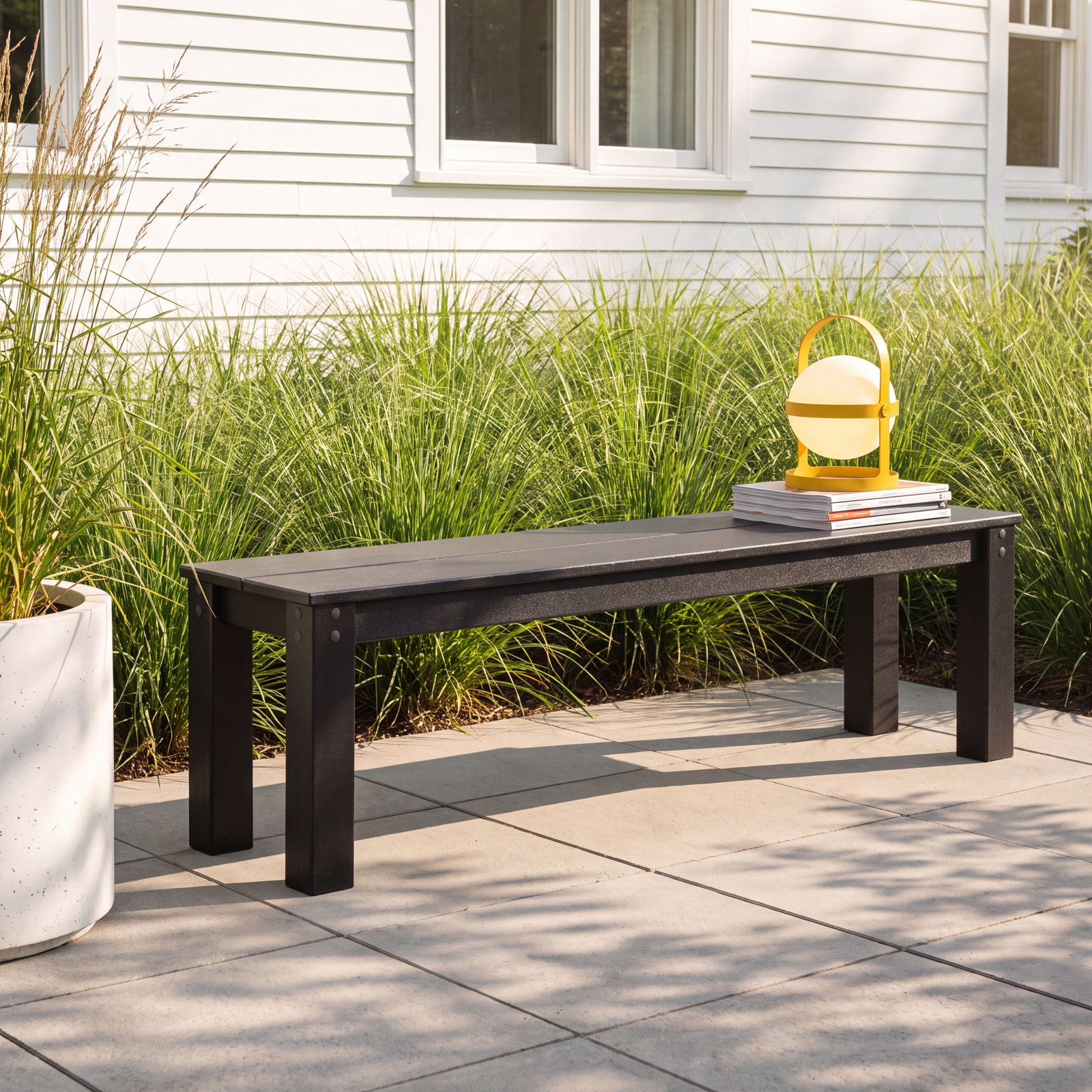POLYWOOD® Studio 68" Picnic Bench, Black, 17" H x 60" W