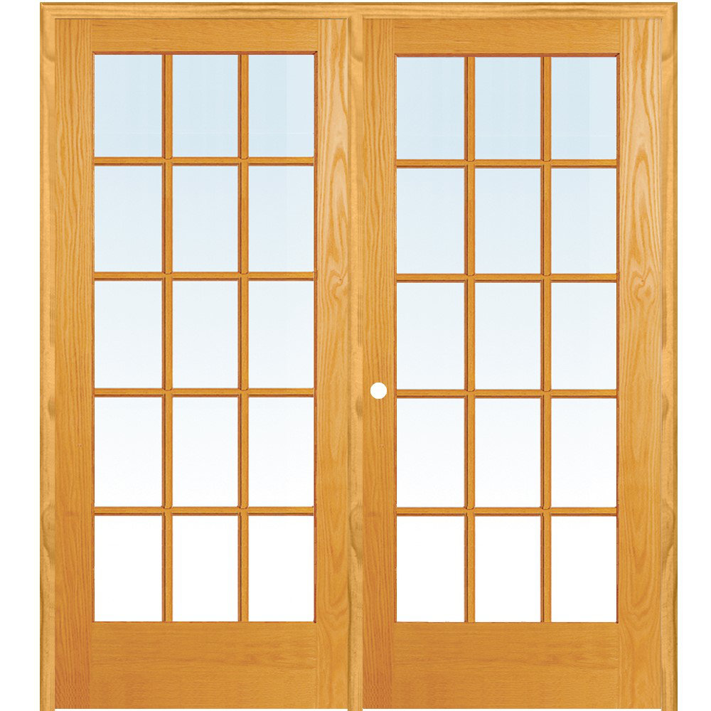 80'' Solid + Manufactured Wood Glass Unfinished French Doors MMI DOOR