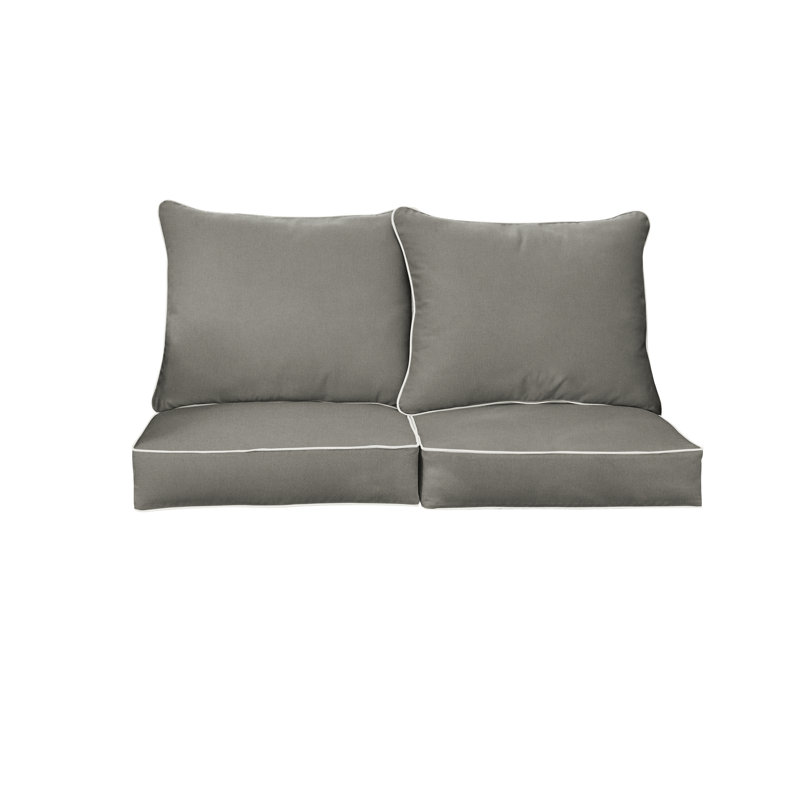 Sunbrella Outdoor Solid Loveseat Pillow and Cushion Set, 25 in W x 25 in D x 5 in H