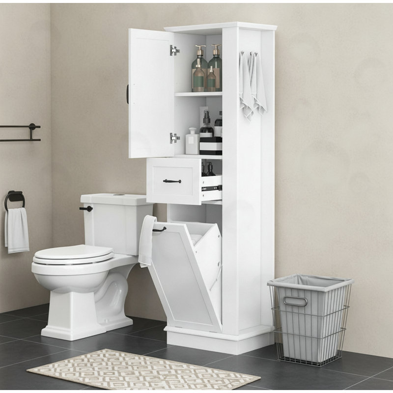 Tall Storage Cabinet with Adjustable Shelves, White