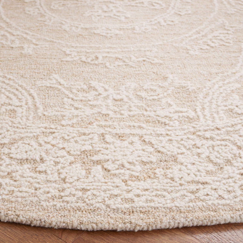 Abstract Hand Tufted Wool Oriental Rug, Round 6'